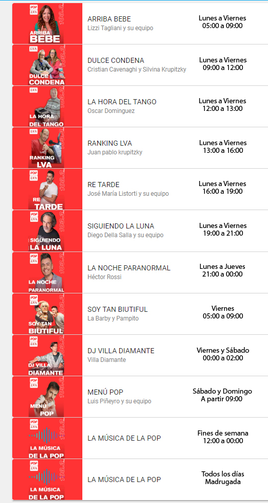 Programacion de la radio